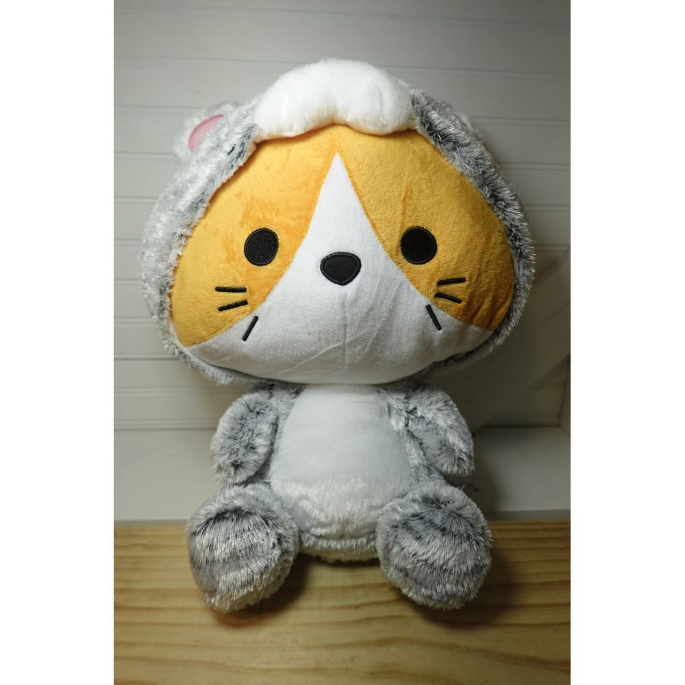 Kigurumi Plush Cat Stuffed Animal Toy Anime Hoodie Gray Orange‎ NWT